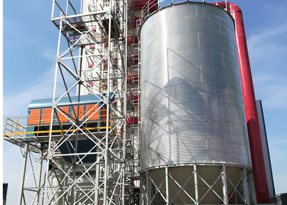 20t - 1000t Steel Grain Silo 11m Diameter With Galvanized Sheet 95㎡ Base Area